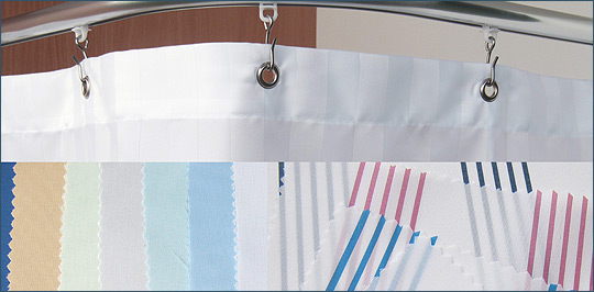 Duschvorhänge Textil, weiß, rot, grün, blau. Breiten 120, 180 oder 240cm. Höhe 200cm