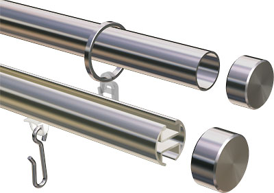 Endkappe für runde und Innenlauf-Gardinenstangen Ø20mm in Edelstahl,  Aluminium-Weiß und