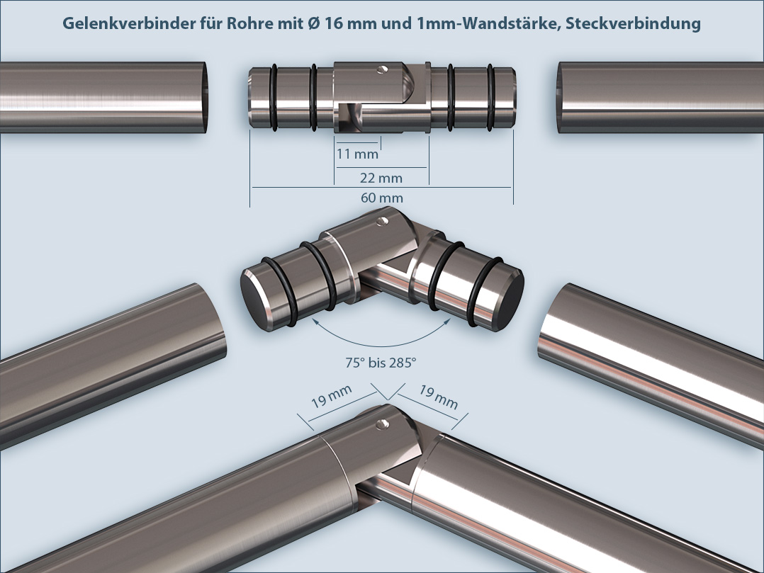 Stahldesign-Artikel, Rohr 16, V2A - Edelstahl..